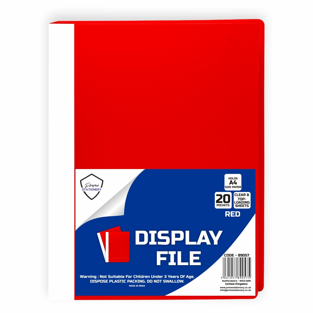 Prime A4 Display File Red 20 Pockets